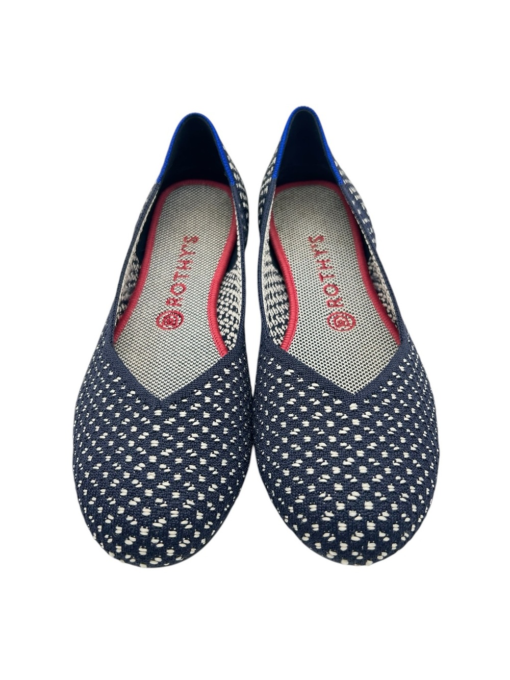 Rothy's Ballet Flats Size 9.5 Maritime Honeycomb Navy Blue Slip On Sustainable - Picture 3 of 9
